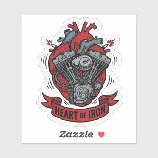 Heart Of Iron Biker V-Twin Engine Vinyl シール (シート)