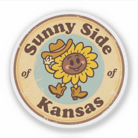 Heart of Kansas_ ビンテージなひまわりの草原の魅力 シール (正面)