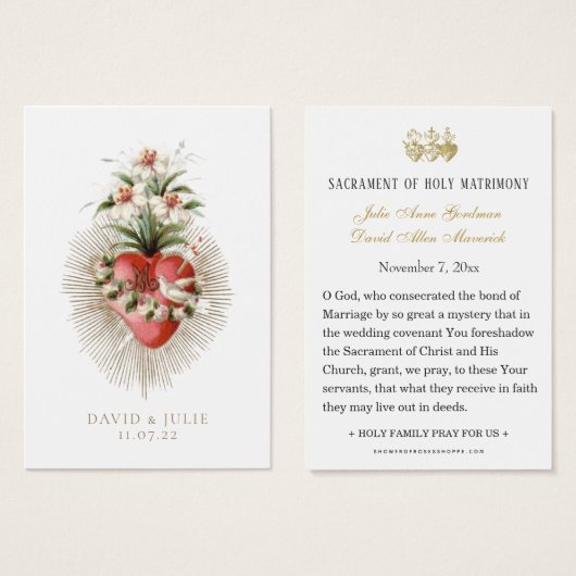 Heart of Mary Catholic Wedding Prayer Card (正面&裏面)