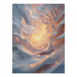 Heart of Summer – Luminous Abstract Blue & Gold ポスター
