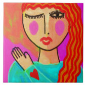 Heart on Her Sleeve Ceramic Tile タイル (正面)