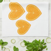Heart Orange Kitchen Towel – Cute Citrus Decor キッチンタオル (折り畳み)