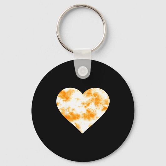 Heart Orange Tie Dye - Cute Valentines Day Graphic キーホルダー (正面)