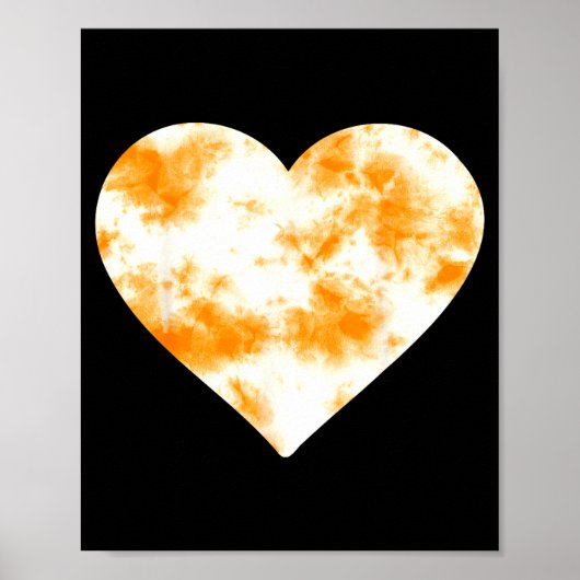 Heart Orange Tie Dye - Cute Valentines Day Graphic ポスター (正面)