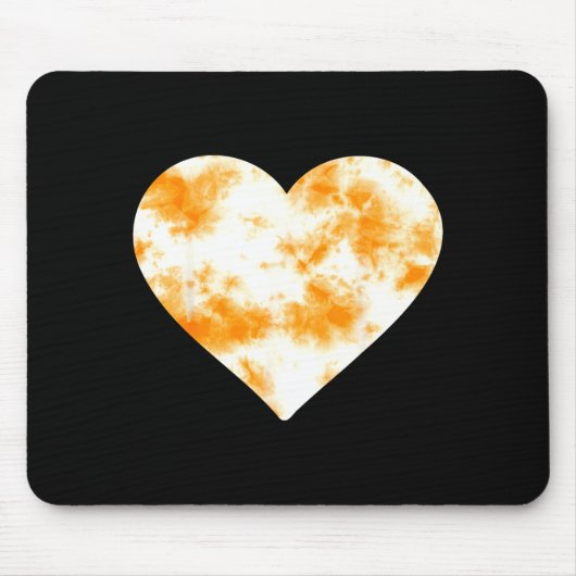 Heart Orange Tie Dye - Cute Valentines Day Graphic マウスパッド (正面)