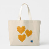 Heart Orange Tote Bag – Cute Reusable Farmers Bag ラージトートバッグ (裏面)