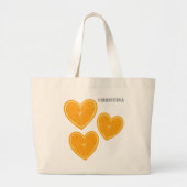 Heart Orange Tote Bag – Cute Reusable Farmers Bag ラージトートバッグ (正面)
