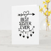 Heart Pattern Best Sister Ever Card カード (黄色い花)