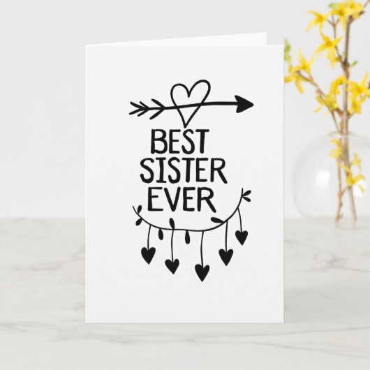 Heart Pattern Best Sister Ever Card カード (黄色い花)
