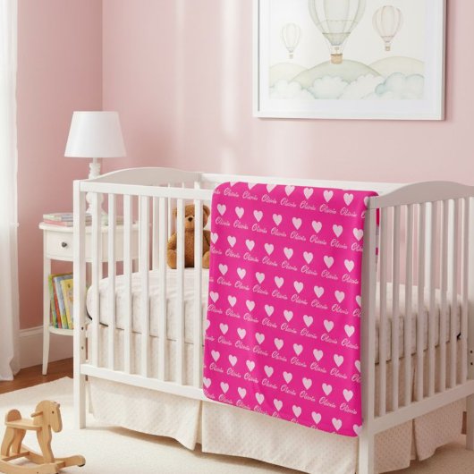 Heart Pattern Blanket for Girls – Personalized シェルパブランケット