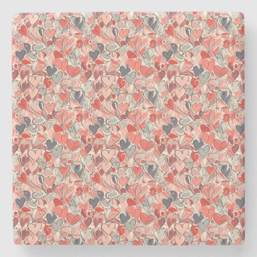 Heart Pattern - Cute and Lovely Valentine's Day ストーンコースター (正面)