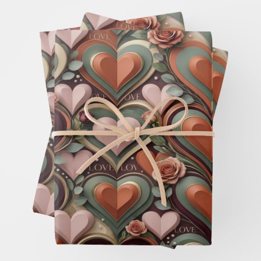 Heart Pattern Gift Wrap ラッピングペーパーシート (インサイチュ)