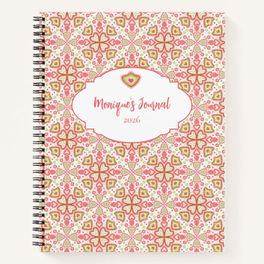 Heart Pattern Notebook – Customize Interior Pages ノートブック (正面)