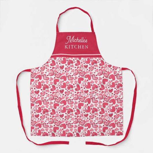 Heart Pattern Valentines Day Apron Gift エプロン (正面)