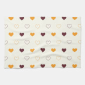 Heart Pattern with Orange & Brown Hearts キッチンタオル (横)
