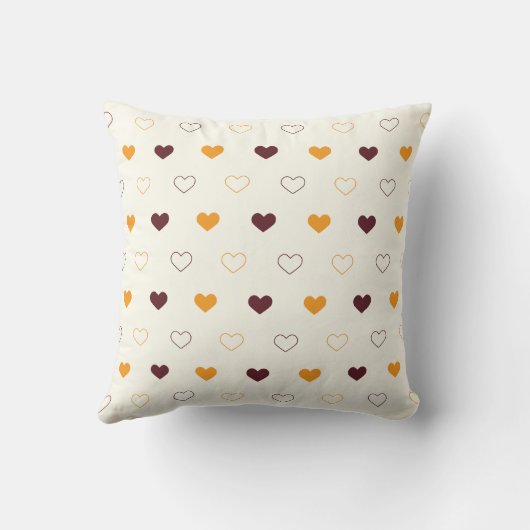 Heart Pattern with Orange & Brown Hearts クッション (裏面)