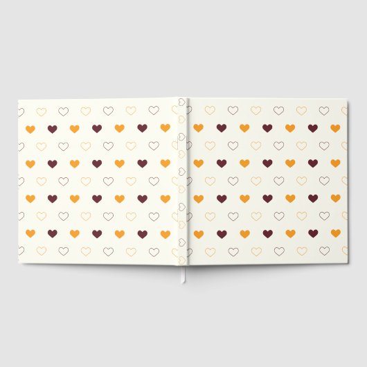 Heart Pattern with Orange & Brown Hearts ゲストブック (全面)