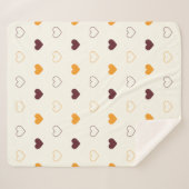 Heart Pattern with Orange & Brown Hearts シェルパブランケット (正面(横))