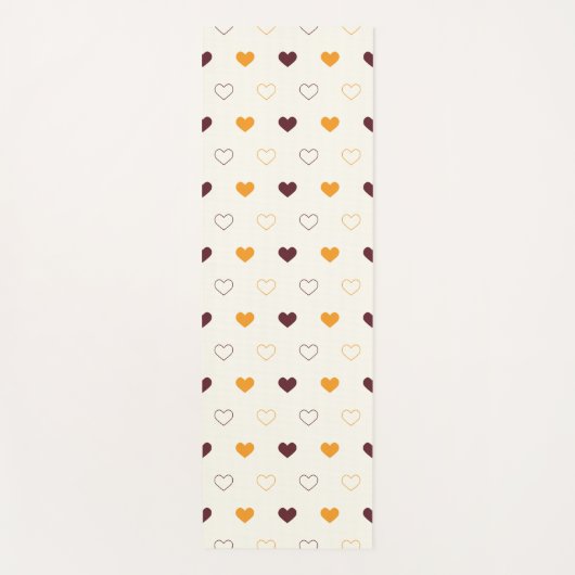 Heart Pattern with Orange & Brown Hearts ヨガマット (正面)