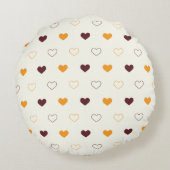 Heart Pattern with Orange & Brown Hearts ラウンドクッション (裏面)