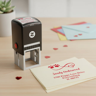 Heart & Paws Pre-Inked Return Address Stamp セルフインキングスタンプ