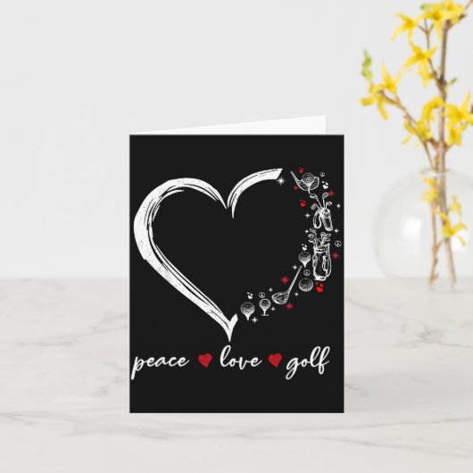 Heart Peace Love Golf Player Srt Lovers Outfit Wom カード (黄色い花)