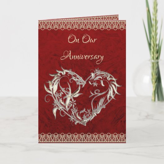 Heart, Pearls & Roses Anniversary Card カード (正面)