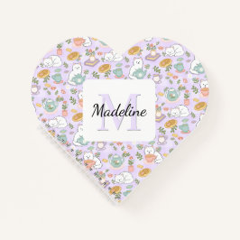 Heart Personalized Tea Cats Bookish Pastel Girly ノートブック