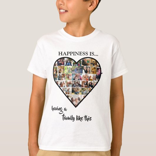 Heart Photo Collage | 家族を持って幸せ Tシャツ (正面)