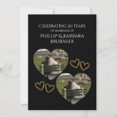 Heart Photos Golden 50th Wedding Anniversary Party 招待状 (裏面)