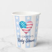 Heart & Pink Stars Stripes Boy Baby Shower 紙コップ (裏面)