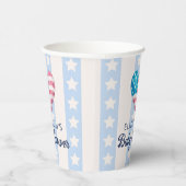 Heart & Pink Stars Stripes Boy Baby Shower 紙コップ (右)