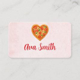 Heart Pizza Place Cards | Red Checkered Italian 名刺