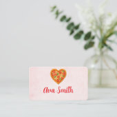 Heart Pizza Place Cards | Red Checkered Italian 名刺 (スタンド正面)