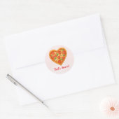 Heart Pizza Round Sticker | Red Checkered Wedding ラウンドシール (封筒)