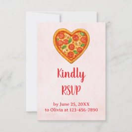 Heart Pizza RSVP Card | Red Checkered Italian サンキューカード