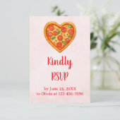 Heart Pizza RSVP Card | Red Checkered Italian サンキューカード (スタンド正面)