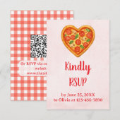 Heart Pizza RSVP Card | Red Checkered Italian サンキューカード (正面/裏面)