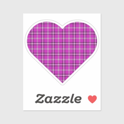 Heart Plaid Pink Purple Black シール (シート)