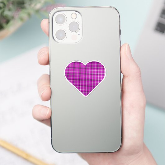 Heart Plaid Pink Purple Black シール (スマートフォン)
