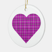 Heart Plaid Pink Purple Black セラミックオーナメント (左)
