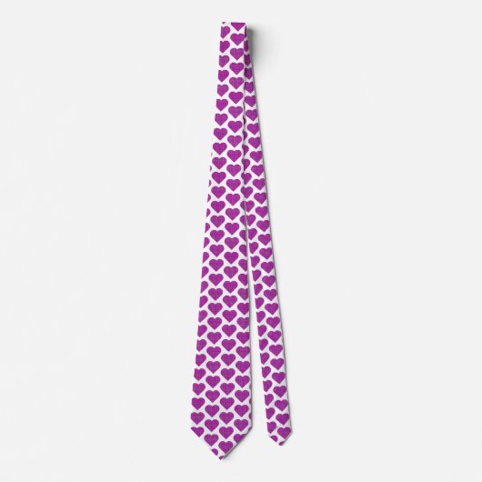 Heart Plaid Pink Purple Black Neck Tie ネクタイ (正面)