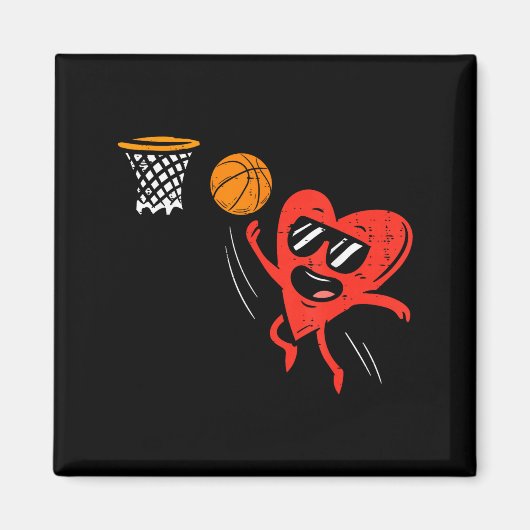 Heart Playing Basketball Cute Valentines Day Srts  マグネット (正面)