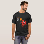 Heart Playing Basketball Cute Valentines Day Srts  Tシャツ (正面フル)