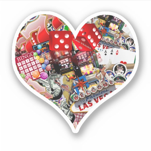 Heart Playing Card Shape - Gamblers Delight シール (正面)