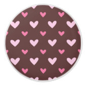 Heart Pop Ceramic Knob – Pink on Chocolate セラミックノブ (正面)