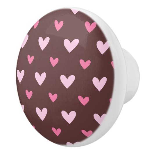 Heart Pop Ceramic Knob – Pink on Chocolate セラミックノブ (右)