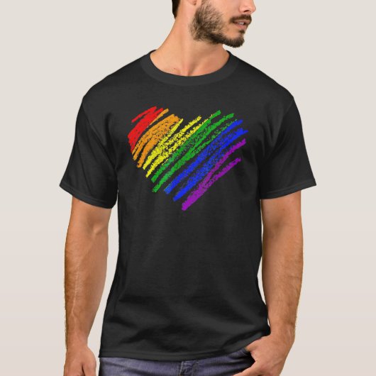 Heart Rainbow Flag LGBT Gay Les Pride Support LGBT Tシャツ (正面)