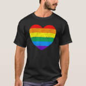 Heart Rainbow Flag LGBT Gay Les Pride Support LGBT Tシャツ (正面)