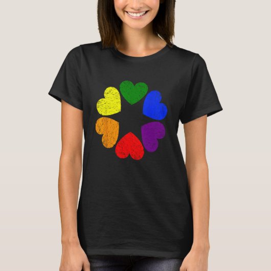 Heart Rainbow Flag LGBT Gay Pride Month Support LG Tシャツ (正面)